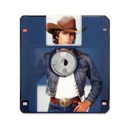 laser disk cowboy, 1 9 8 0's magazine ad, vapor wave aesthetic