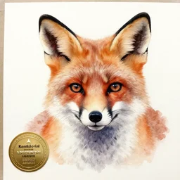 water color art on paper, fox portrait, highly detailed, award - winning artstation, masterpiece