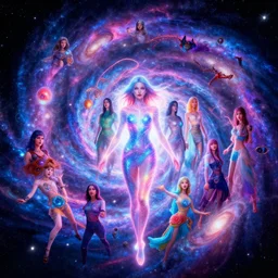 supernatural astral girl spiral galaxies, highly detailed, bright neon colors, cinematic, synthwave, tim white, vladimir kush, roger dean, boris vallejo, chris foss, michael whelan, lisa frank, bob eggleton, alfred kelsner, kubrick