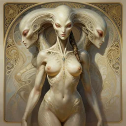 symmetry!! portrait of curvaceous alien in the style of horizon zero dawn, machine face, intricate, elegant, highly detailed, digital painting, artstation, concept art, smooth, sharp focus, illustration, art by artgerm and greg rutkowski and alphonse mucha, 8 k