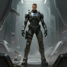 scifi art by greg rutkowski, a very tall, and slender man, wearing a futuristic tactical gear, activating the ship's self - destruct sequence, claustrophobic and futuristic environment, detailed and intricate environment, high technology, highly detailed portrait, digital painting, artstation, concept art, smooth, sharp foccus ilustration, artstation hq.