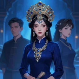 vietnam woman wearing non la and intricate vietnam accessories and clothes by ilya kuvshinov and anna dittmann and studio ghibli and wlop and rossdraws, digital art, blue lighting, trending on artstation, anime arts, featured on pixiv, blue lighting, hd, 8 k, highly detailed, good lighting, beautiful, epic, masterpiece