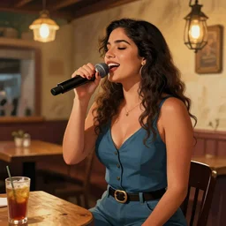 a woman sings in a spanish tavern, digital art
