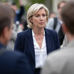 marine lepen crossing a border as an immigrant, high detail