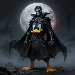 an ultra detailed 3 d illustration of the hunter from bloodborne dressed as darkwing duck, let's get dangerous, in the style animation of darkwing duck, digital art, dark fantasy, concept art, soulslike, by alphonse mucha, blood moon eclipse, ominous night mist, unreal engine, octane render, artstation, 8 k