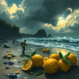 lemons storming beach, dday, artstation,