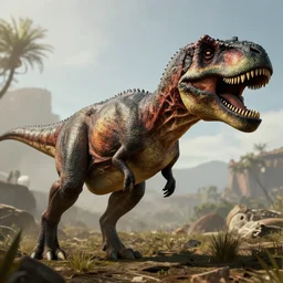 a dinosaur in red dead redemption 2, ultra detailed, intricate details, jurassic world fallen kingdom, 4 k
