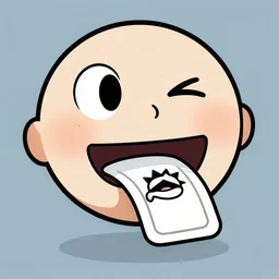 cartoon person with acid tab on tongue