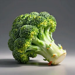 a head of broccoli in the middle of morphing into a duck