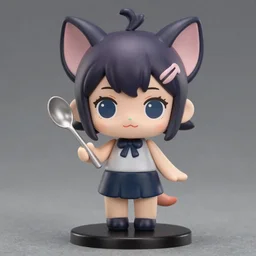 Doja Cat, An anime Nendoroid of Doja Cat, figurine holding a spoon, detailed product photo