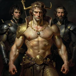 hercules, cyberpunk, orientalist intricate portrait by john william waterhouse and edwin longsden long and theodore ralli and nasreddine dinet, hyper realism, dramatic lighting