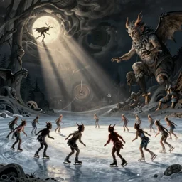 Hell freezes over and all the little devils go ice skating by HR Giger and Gustave Dore