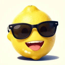 digital art of a lemon with sunglasses and a mouth