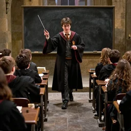 Rincewind is teaching a class of kids in Hogwarts, on how to run away, a scene from Harry Potter and the Chamber of Secrets