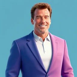 3 d render of arnold schwarzenegger colorful happy