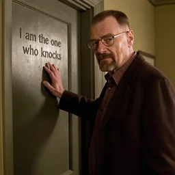The demon knocks on the door of Walter White saying “I am the one who knocks”