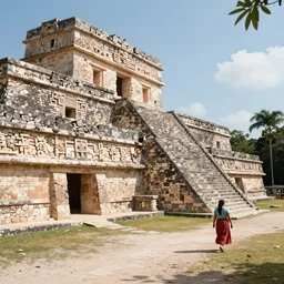 mexico in the 1 7 0 0 s filled with ancient palenque mayan architecture, mayan woman walking the streets, indians in traditional wear haggling with the street vendors, surreal, beautiful, hyper realistic, trending on artstation, 8 k, hd