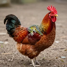 🦎 rides on a🐔