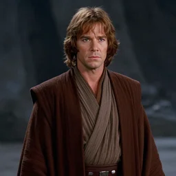 young william shatner as obi - wan kenobi, wearing a robe, in star wars : the force awakens ( 2 0 1 5 ). movie still