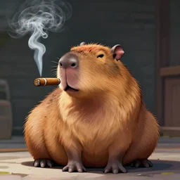 capybara smoking a cigar, digital art