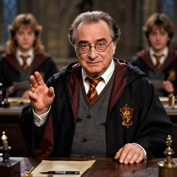 Movie still of danny devito as as Harry Potter in potions class at hogwarts, fantasy, highly detailed, digital painting, artstation, concept art, sharp focus, illustration, art by artgerm and Anna Dittmann and Ilya Kuvshinov