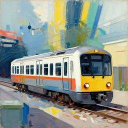 hype - train colliding with reality subverting expectations in the style of abstract art
