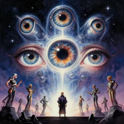 close up sci - fi concert poster art simon stalenhag cosmic eyes, spaceghost coast to coast, elegant, highly detailed, centered, digital painting, concept art, smooth, sharp focus, illustration, artgerm, tomasz alen kopera, peter mohrbacher, donato giancola, joseph christian leyendecker, wlop, frank frazetta