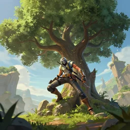 tree as an apex legends character digital illustration portrait design by, mark brooks and brad kunkle detailed, gorgeous lighting, wide angle action dynamic portrait one subject, one character