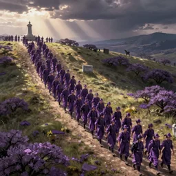 the purple brigade is marching from the grave, random theme