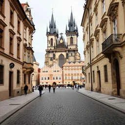 a professional color photo of a prague streets without humans, prague with animals returning to the city, abandoned prague, humans suddenly dissapeared, forest animals in the streets, detailed photo, fine detail, iphone 4 k