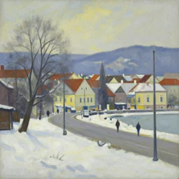 an edward hopper style painting of ( ( ( ( ( ( ( ( balatonfured, a resort town in veszprem county, in hungary ) ) ) ) ) ) ) ), winter, january of 1 9 4 8