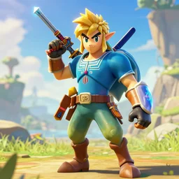 in game footage of captain falcon from the legend of zelda breath of the wild, breath of the wild art style.