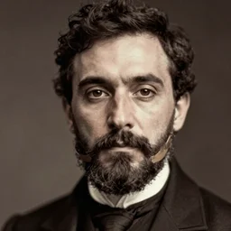 real-life face portrait of Emperor Pedro I of Brazilas chin strap beard and goatee dramatic lighting late 1800s Daguerreian photo by Mathew Brady