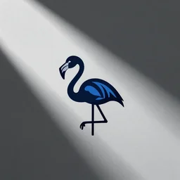 logo of a flamingo, modern, angular, aggressive, stylized, classic, blue, black, pictoral mark. iconic logo symbol