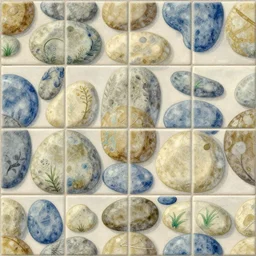 hand painted ghibli stones wall tiles seamless