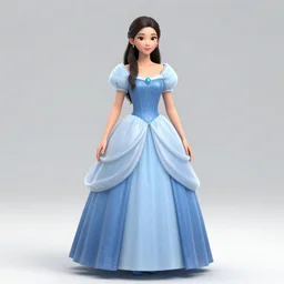 a 3D digital beautiful girl in princess dress, dark hair, rendered daz, rendered in octrane