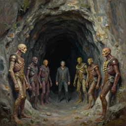 cinematic view of a retro scifi cave entrance, desaturated, psychedelic, tim hildebrandt, wayne barlowe, bruce pennington, donato giancola, larry elmore, oil on canvas, masterpiece, trending on artstation, featured on pixiv, cinematic composition, dramatic, beautiful lighting, sharp, details, hyper - detailed, hd, hdr, 4 k, 8 k