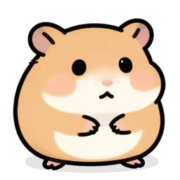 cartoon, doodle, fat round hamster, exaggerated features, colorful, pastel, bright, simple lines, clean cut, close up, white background, zoomed