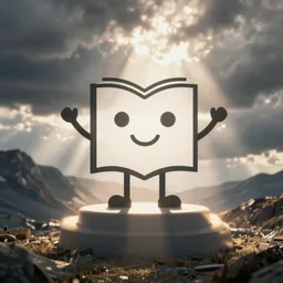 icon of a smiling book with arms and legs
