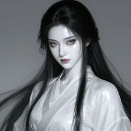 beautiful warrior lady wearing hanfu, black long hair, shiny white skin, demonic eyes, low fantasy, extremely detailed, sharp focus, smooth, digital illustration, by rossdraws, frank franzzeta, sakimichan