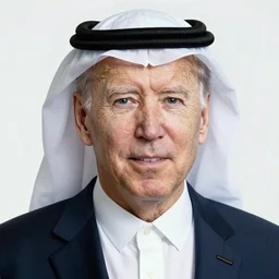 a picture of joe biden as a muslim sheikh from saudi arabia, portrait, closeup, ektachrome