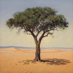 a painting of a tree in the desert, an airbrush painting by breyten breytenbach, cgsociety, neo - primitivism, dystopian art, apocalypse landscape, greg rutkowski