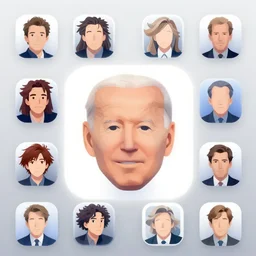 stylized minimalist face icon of joe biden, loftis, cory behance hd by jesper ejsing, by rhads, makoto shinkai and lois van baarle, ilya kuvshinov, rossdraws global illumination, in the style of apple ios icons, 2 5 6 x 2 5 6