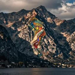lakeside mountains, art nouveau art nouveau art nouveau art nouveau