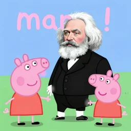 karl marx, marx!!!! in the style of peppa pig