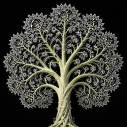 extremely detailed binary fractal tree visualised 8k
