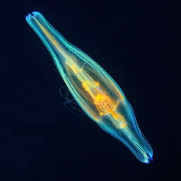 salps, bioluminescence, macro abstract art
