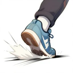 animated drawing of a running shoe heel striking the ground with big force