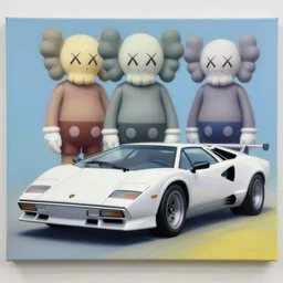 lamborghini countach by shusei nagaoka, kaws, david rudnick, airbrush on canvas, pastell colours, cell shaded, 8 k,