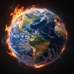 comet destroying planet earth, death, fire, 8k, ultra realistic